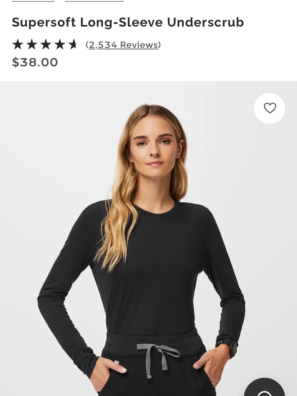 Figs Supersoft Long-Sleeve Women's Top - Black